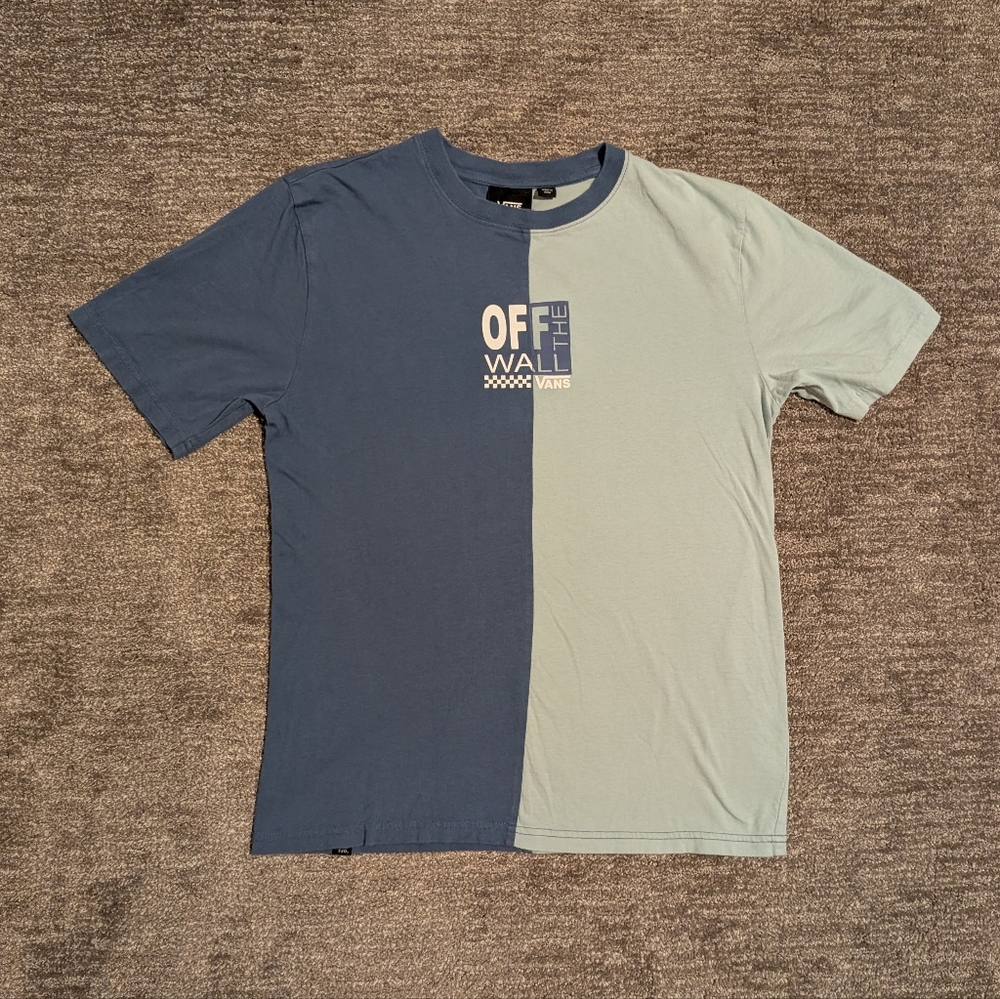 Vans Big Boys Two-Tone Split Slate Sky Blue T-Shirt - XL